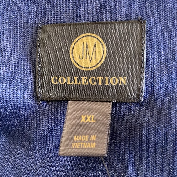 New! JM Collection Metallic O-Ring Keyhole Top, Holiday Top, Blue and Gold, XXL - Picture 10 of 11